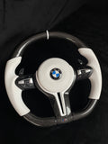BMW F SERIES CARBON FIBER / WHITE LEATHER / CUSTOM STEERING WHEEL