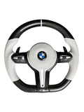 BMW F SERIES CARBON FIBER / WHITE LEATHER / CUSTOM STEERING WHEEL