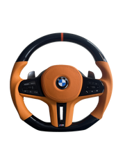 BMW G PIANO BLACK / ORANGE LEATHER / CUSTOM STEERING WHEEL