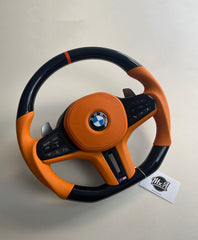 BMW G PIANO BLACK / ORANGE LEATHER / CUSTOM STEERING WHEEL